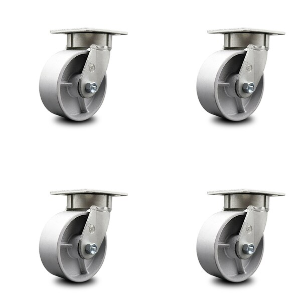 Service Caster 6 Inch Kingpinless Semi Steel Wheel Swivel Top Plate Caster SCC, 4PK SCC-KP30S620-SSR-4 - main